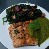 Seared Salmon with Tomatillo Coulis
