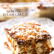 NO BAKE SAMOA ECLAIR CAKE
