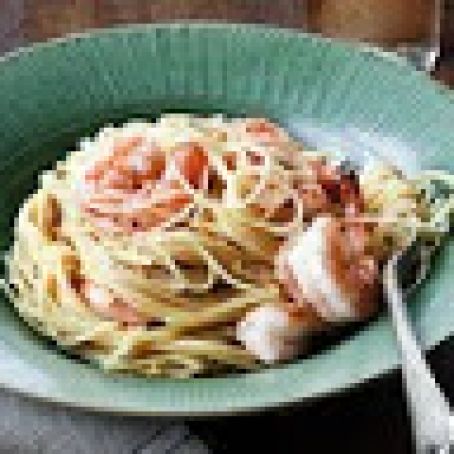 Lemon Pasta with Roasted Shrimp