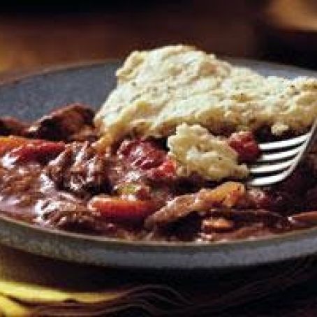Slow Cooker Burgundy Stew with Herb Dumplings