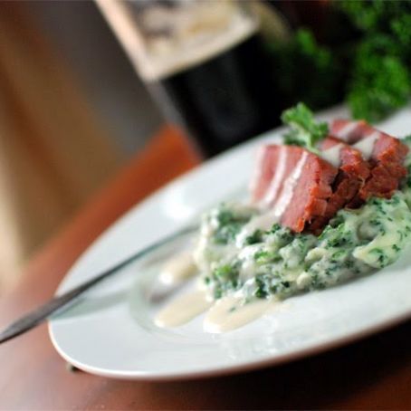 Colcannon Potatoes with Parsely Cheese Sauce