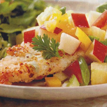 Macadamia Nut Crusted Chicken with Apple Salsa