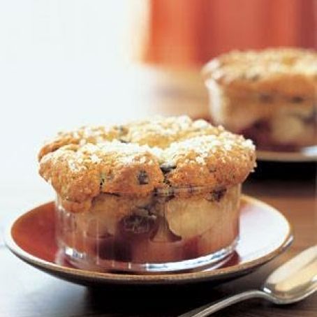 Pear and Dried Cherry Cobblers with Ginger-Chocolate Chip Biscuit Topping
