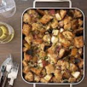 Sourdough Rye Stuffing with Ham and Cheese