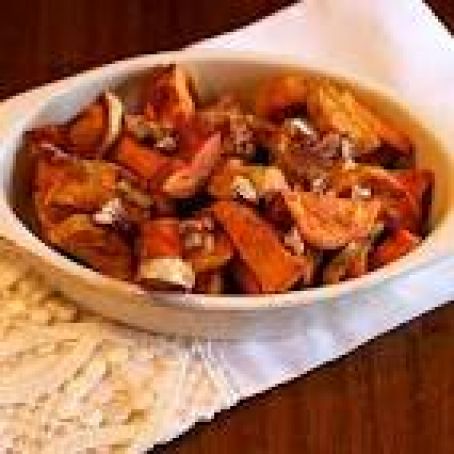 Bourbon Sweet Potatoes with Buttered Pecans