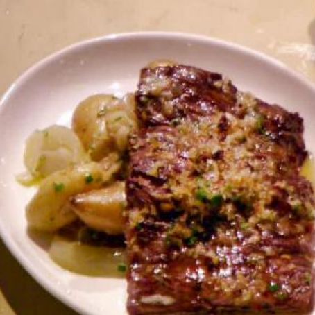 Grilled Skirt with Herbed Breadcrumbs and Bagna Cauda Sauce