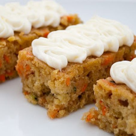 Carrot and Zucchini Bars with Lemon Cream Cheese Frosting