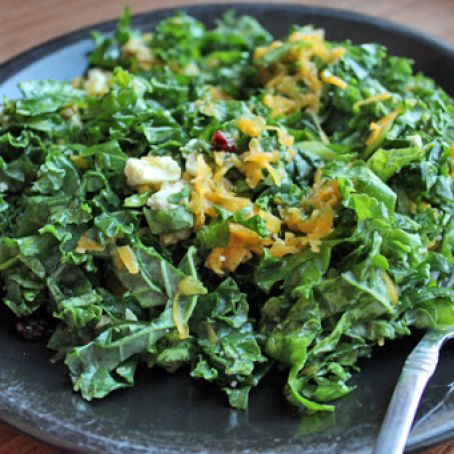 Kale and Raw Butternut Squash Salad