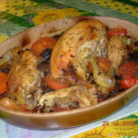 French Roast Chicken & Mediterranean Vegetables in Wine