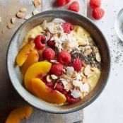 Raspberry Peach Mango Smoothie Bowl