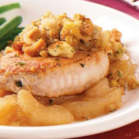 Pork Chops with Apples and Stuffing Recipe