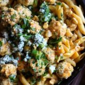 Buffalo Chicken Meatballs with Penne