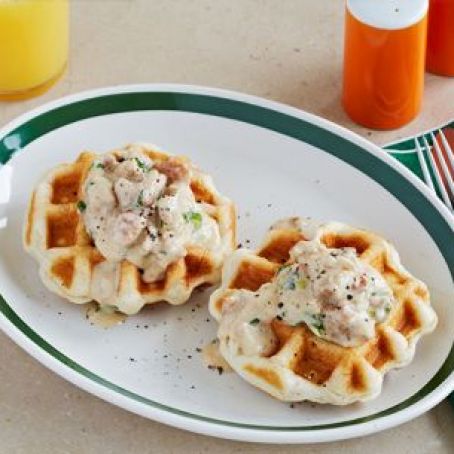 Waffled Biscuits and Sausage Gravy