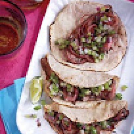 Chile-spiced Steak and Grilled Onion Tacos