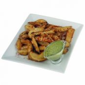 Grilled Steak Fries with Garlic Sauce and Parmesan