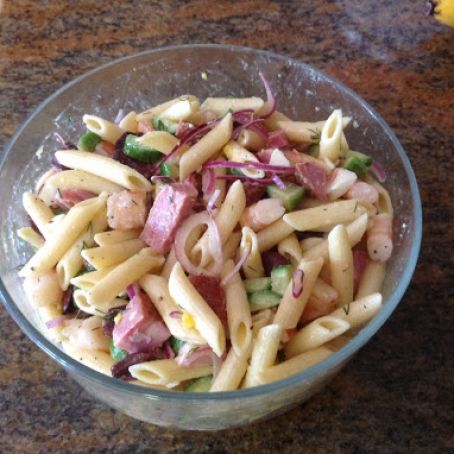 SHRIMP, HAM, PENNE PASTA SALAD WITH DILLED VINAIGRETTE