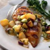 Grilled Chicken Breasts with Cucumber-Peach Salsa