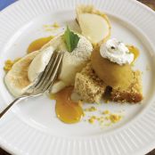 LEMON GRASS PANNA COTTA WITH YUZU CURD TART, LIME MERINGUE, COCONUT CAKE AND GRILLED PINEAPPLE SORBET