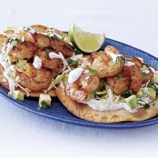 Tequila-Chipotle Shrimp Tostadas with Lime and Sour Cream