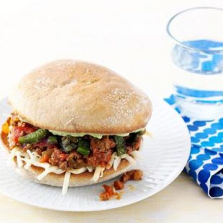 Sloppy Jose with Chorizo, Charred Poblanos and Avocado Crema