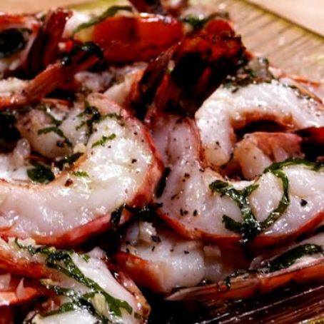 Shrimp with Garlic and Basil Oil*