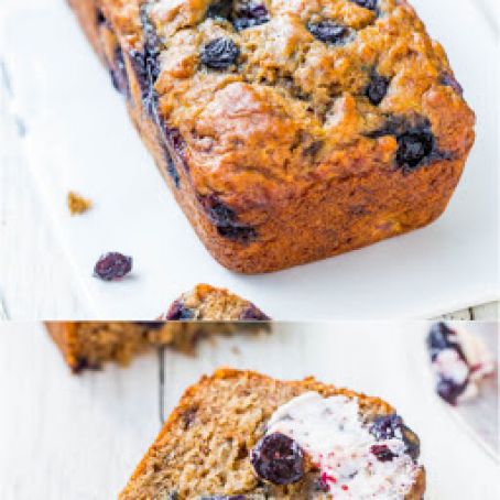 Brown Sugar Blueberry Banana Bread with Blueberry Butter