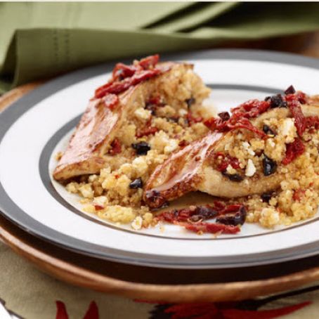 Couscous Stuffed Chicken Breast with Feta, Sun-Dried Tomatoes and Kalamata Olives