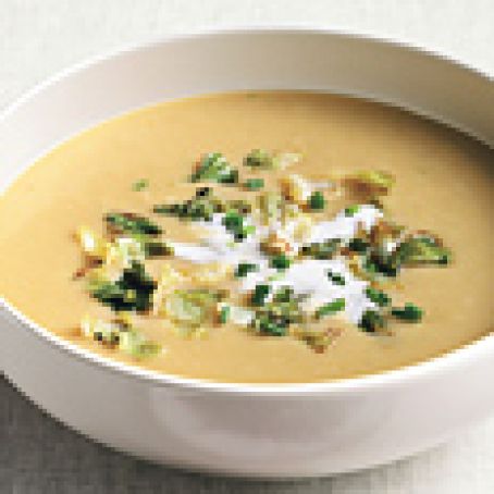 Potato, Green Cabbage, and Leek Soup with Lemon Crème Fraîche