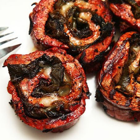 Grilled Stuffed Flank Steak With Roasted Chilies and Pepper Jack Cheese