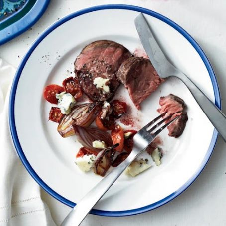 Beef Tenderloin with Tomatoes, Shallots and Maytag Blue