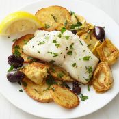 Roast Cod with Artichokes