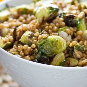 Lemony Wheat Berries with Roasted Brussels Sprouts
