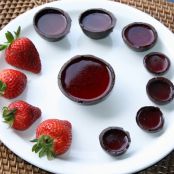 Strawberry Jello Shots in Mini Chocolate Bowls
