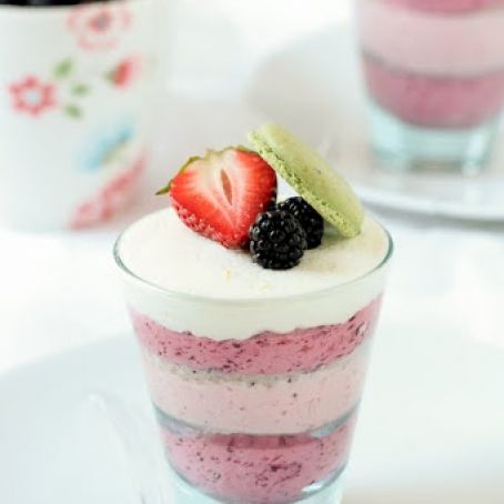 Berry Mousse and Lemon Poppy Seed Cake Verrines