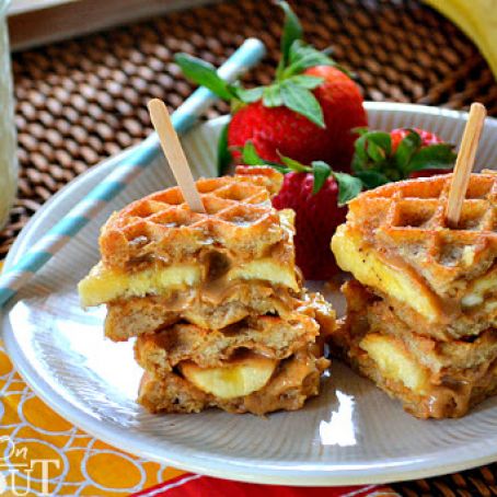 Grilled Peanut Butter Honey Banana Waffle Sandwiches