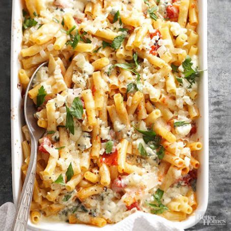 Make-Ahead Baked Ziti with Three Cheeses