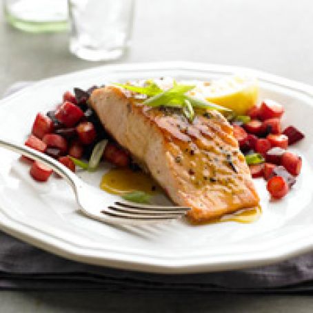 Peppered Salmon with Roasted Root Vegetables