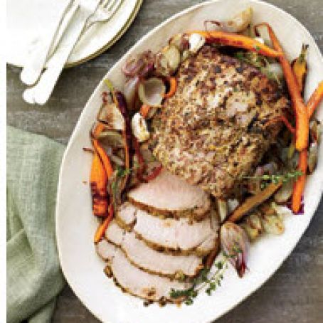 Mustard-and-Lemon-Glazed Pork with Roasted Vegetables