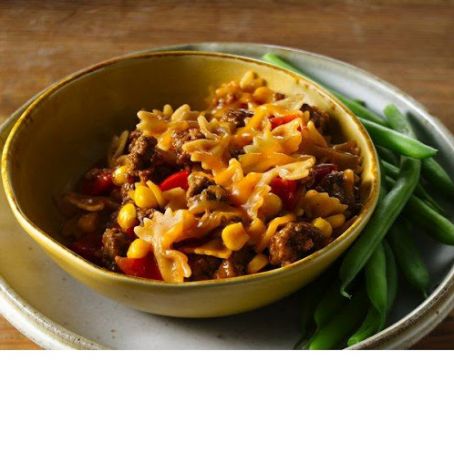 Barbecued Beef and Bow-Tie Dinner