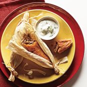 Chipotle Pork Tamales with Cilantro-Lime Crema