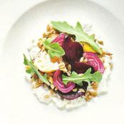 Roasted Baby Beets and Farro on Honeyed Ricotta with Walnuts