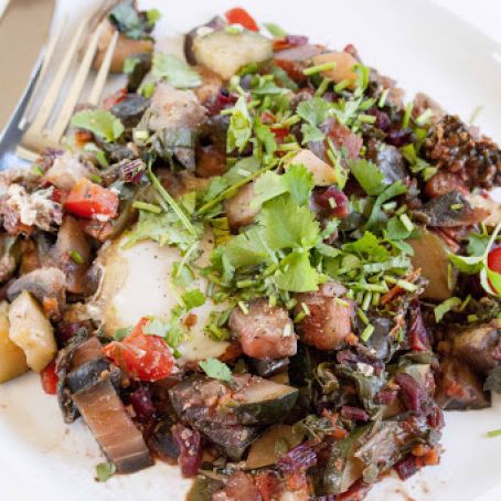 Poached Eggs in Ratatouille