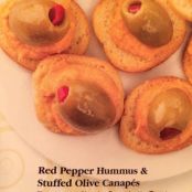 Red Pepper Hummus & Stuffed Olive Canapes