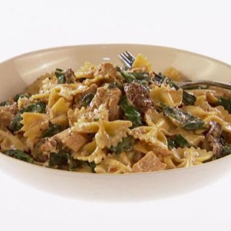 Farfalle with Chicken, Porcini Mushroom and Swiss Chard