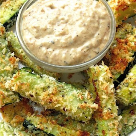 Zucchini Sticks and Sweet Onion Dip, Baked