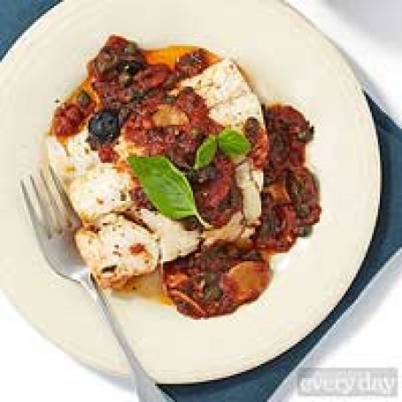 Cod in Puttanesca Sauce