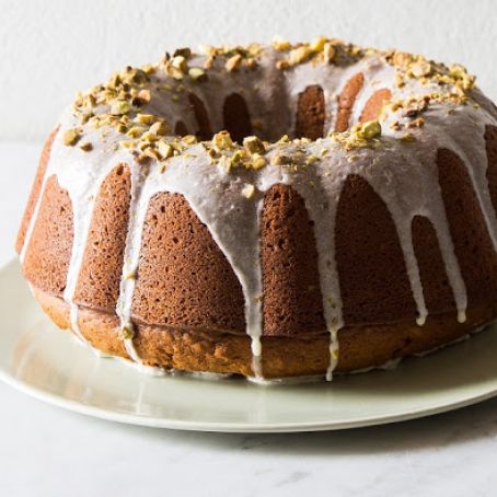 Pumpkin Cake with a Pistachio Glaze