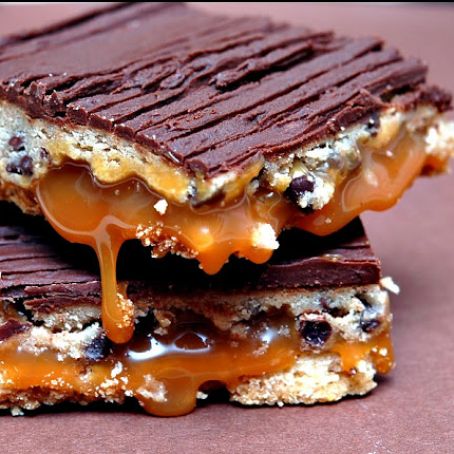 Chocolate Chip Cookie Dough Billionaire Bars