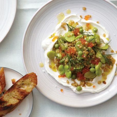 Wheat Berry Salad with Fava Beans and Trout Roe