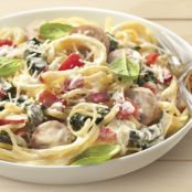Sweet and Creamy Bacon and Sausage Linguine
